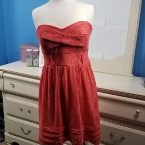 Strapless Coral crochet dress sz 16